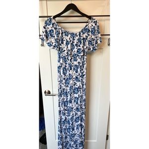 Blue Flowered Maxi Dress